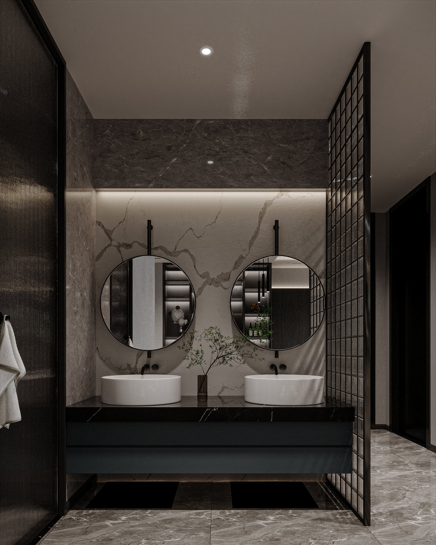 Bathroom with clear materials